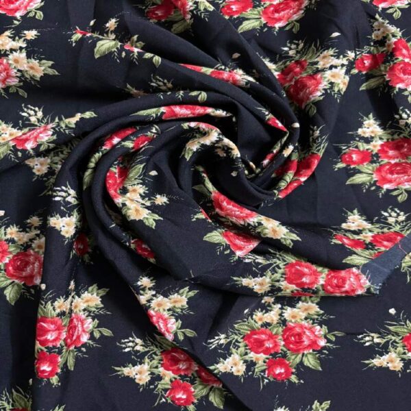 BLACK FLORAL CREPE FABRIC