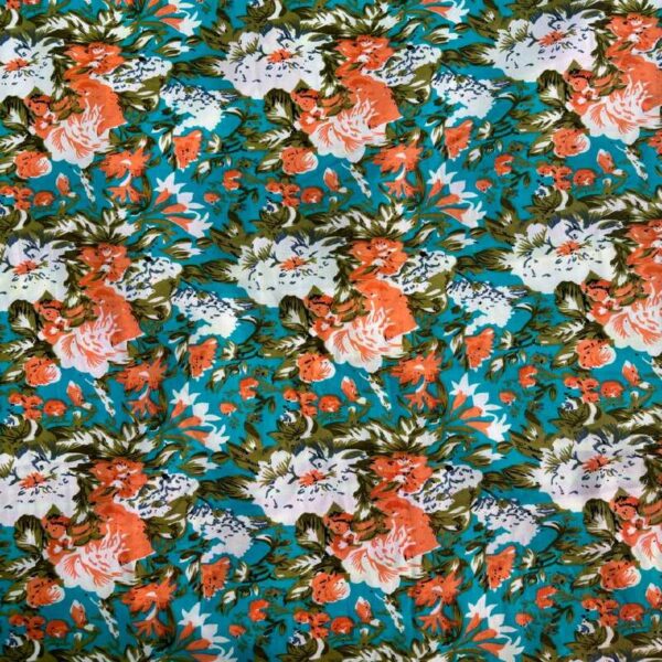 FLORAL AMERICAN CREPE UNSTICHED FABRIC 5 MTRS.