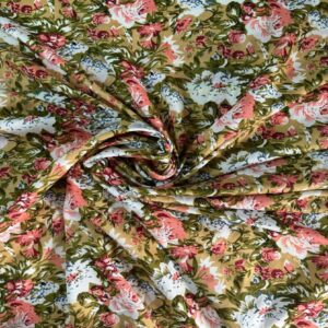 FLORAL AMERICAN CREPE UNSTICHED FABRIC 5 MTRS.