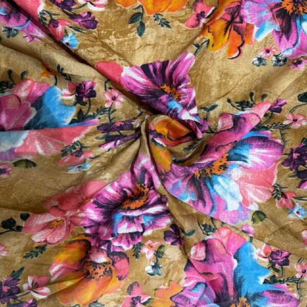 earthy floral crepe printed fabric