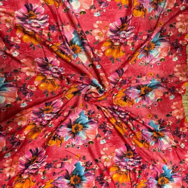 earty floral crepe fabric
