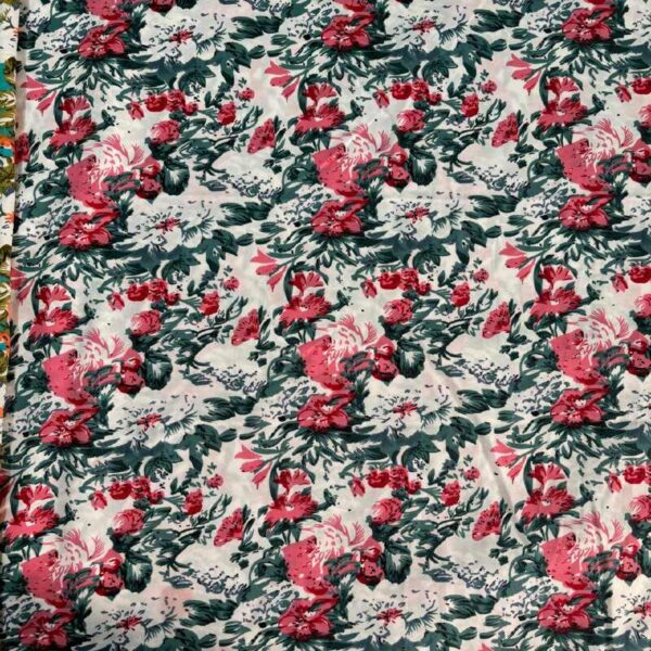 GREEN WITH WHITE FLORAL FABRIC