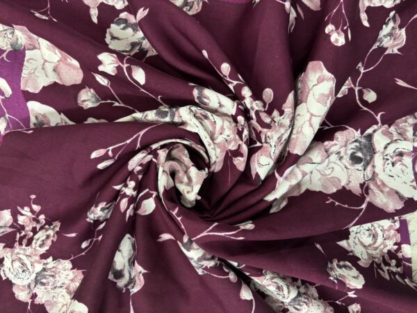 Printed Wine Crepe Fabric