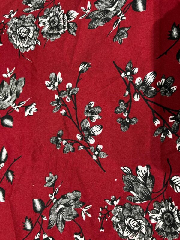 floral maroon crepe fabric