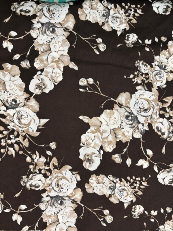 Printed Coffee Crepe Fabric