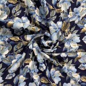 floral blue american crepe fabric