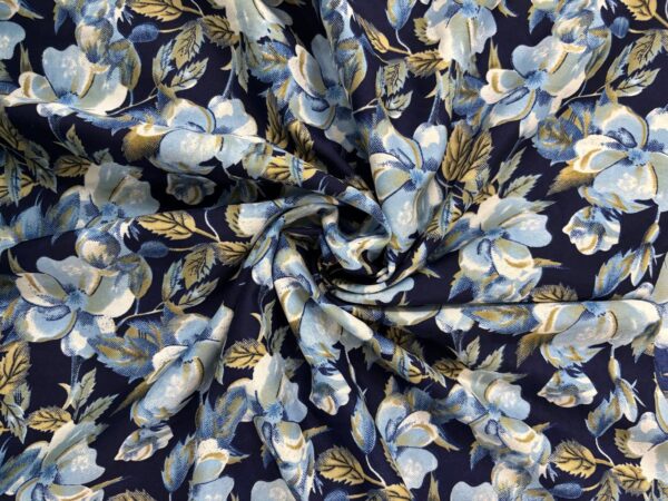 floral blue american crepe fabric
