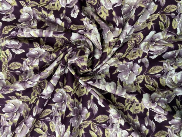 floral wine american crepe fabric