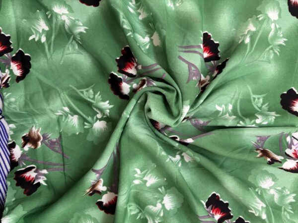 floral Pista Green american crepe fabric