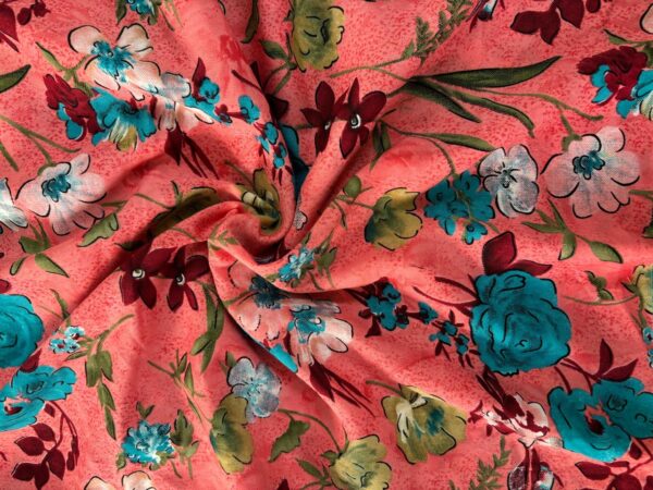 pink floral american crepe fabric