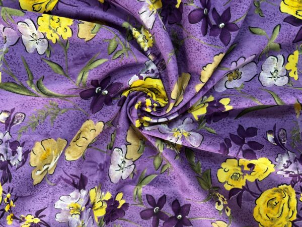 purple floral american crepe fabric